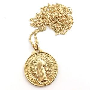 Gold plated St. Benito necklace